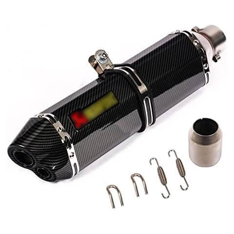Motorcycle Exhaust End Silencers Motorbike Refit Rear Pipe Simulation Black Carbon Fiber Universal 38-51MM Stainelss steel Muffler For Dirt Street Bike Scooter ATV Racing (B) Cover