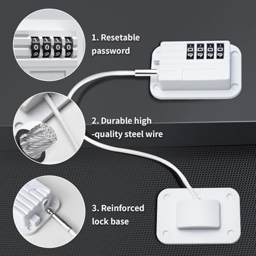 Image of Refrigerator Fridge Freezer Door Lock with Password, Child Proof Door Lock for Kitchen Refrigerator, Cabinets and Drawers, Closets, Windows, Doors-No Tools Need or Drill (White Color)