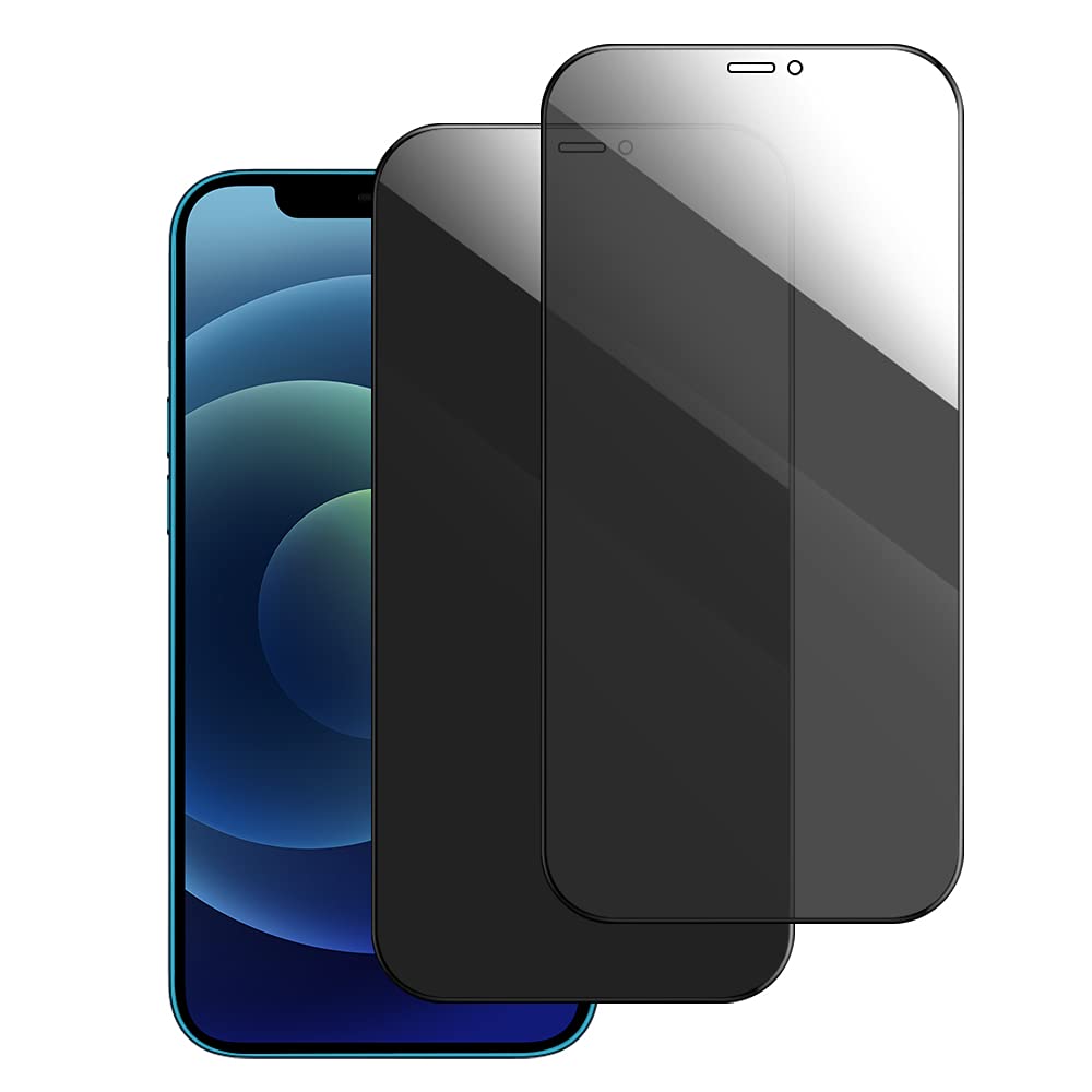 YOUNGKITS Privacy Screen Protector Compatible for iPhone 12/iPhone 12 Pro 2020 6.1 inch Anti Spy 2.5D Edge Tempered Glass High Clear, Come with Installation Tray, 2 Pack