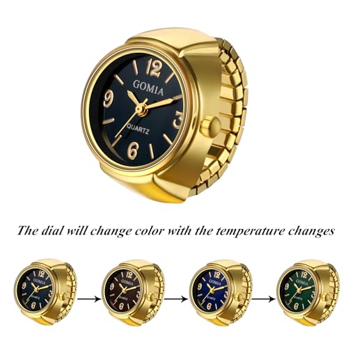 jewelrywe unisex finger ring watch retro gold stretchy elastic band men ladies round black dial quartz analogue lightweight novelty watches for halloween