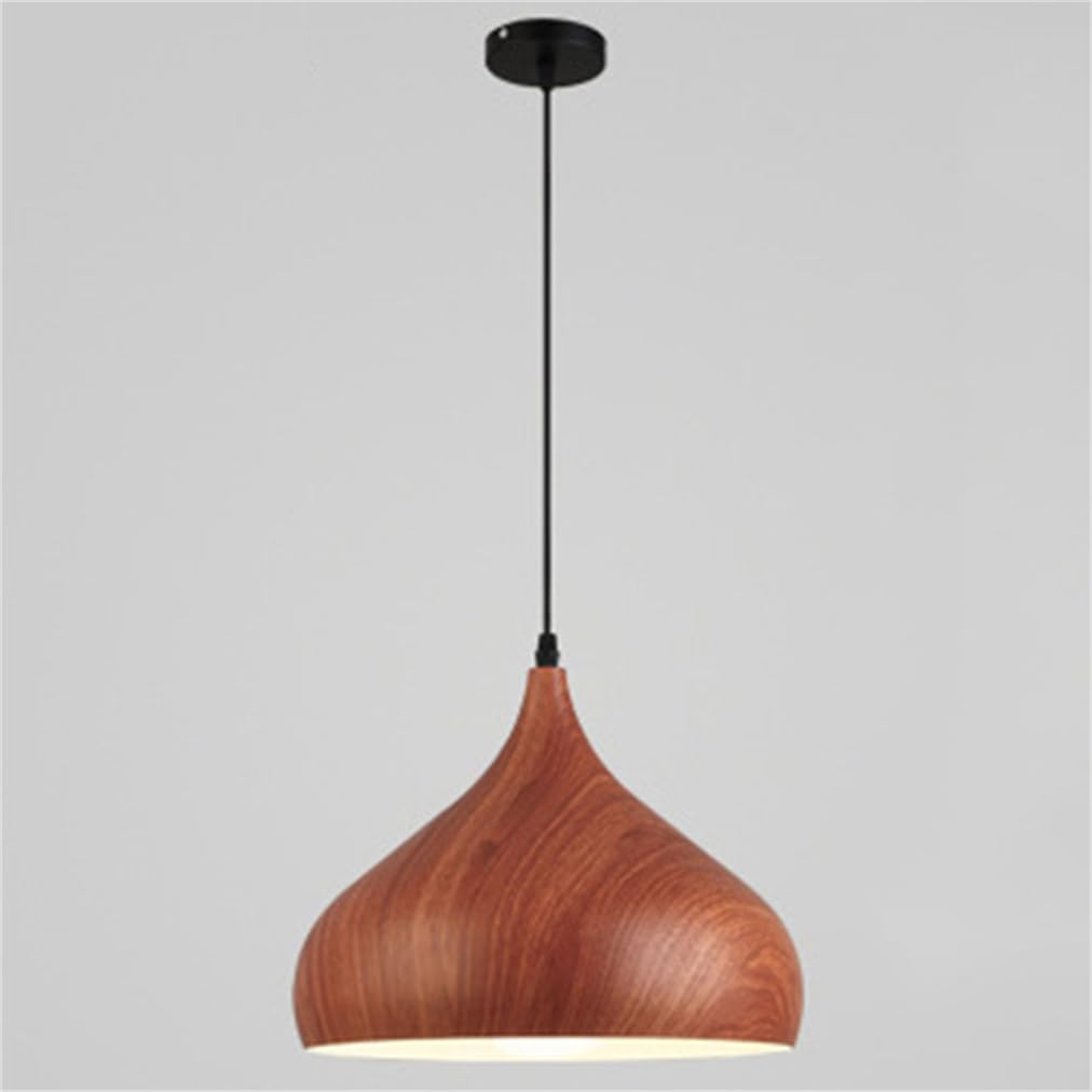THKSGIV Retro Japanese Hanging Pendant Light Fixture Metal Lampshade with Imitation Wood Grain Ceiling Chandelier for Bedroom Hallway Office Café & Restaurant 47.2in Cord Included