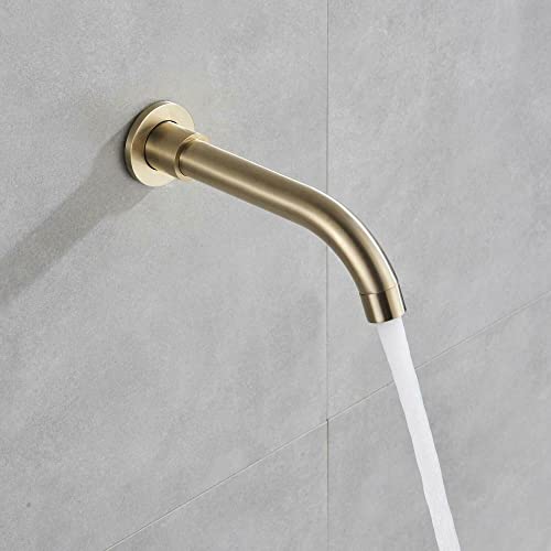 Mitigeur de douche doré brossé avec douchette et bec de baignoire encastrable 8"