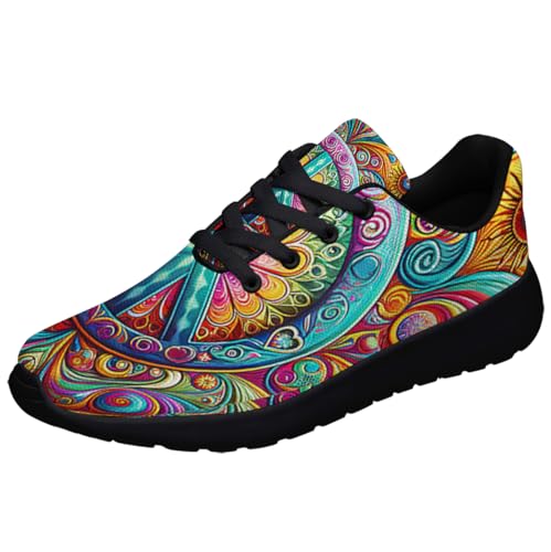 Sonzj-II Peace Hippie Printed Men Women Running Walking Shoes Lightweight Breathable Fashion Sneakers2