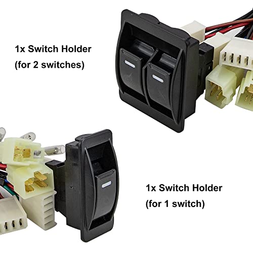 Voilamart 12V Universal Auto Car Power Window Switch Regulator Kit Set With Wiring Harness For 2 Doors-6Pcs #TOP6