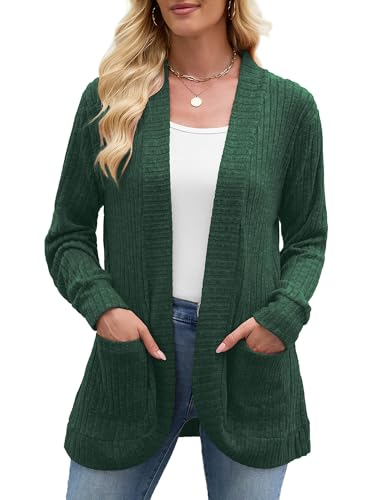Image of Heymoments Women's Long Sleeve Open Front Cardigan Casual Lightweight Swearter Ladies Loose Knit Outwear Coats with Pockets