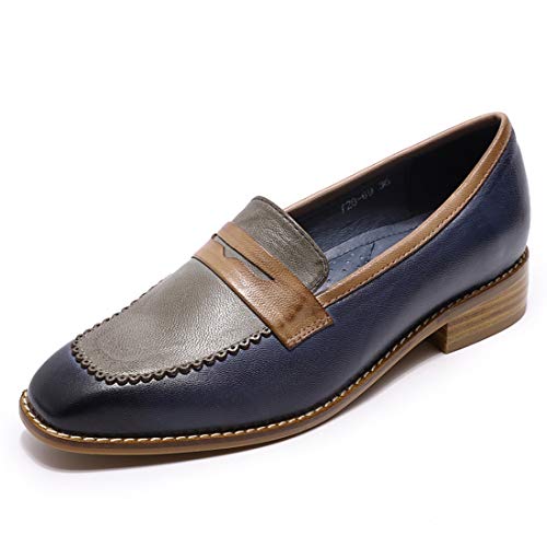 Image of Mona flying Womens Leather Square Toe Penny Loafer Slip on Flat Office Shoe