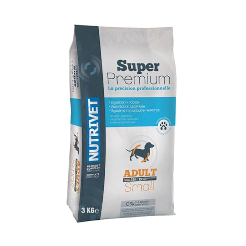 Nutrivet - Super Premium - Adulto Pequeño - Croquetas sin Trigo - Perro - Rico en proteína Animal - 3 kg