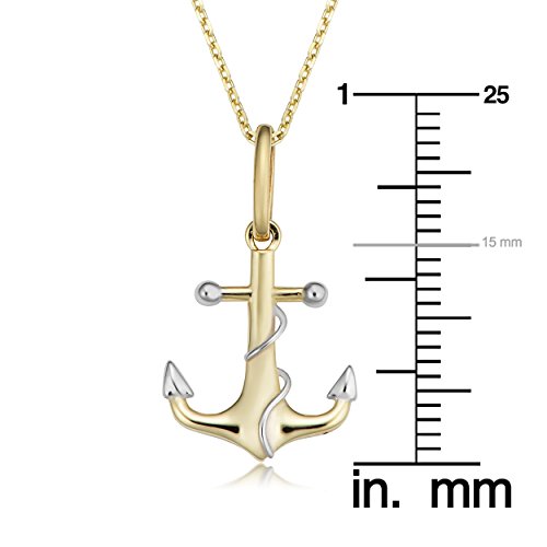Kooljewelry 14k Two-tone Gold Anchor Necklace (fits 16 or 18 inch) - Image 4