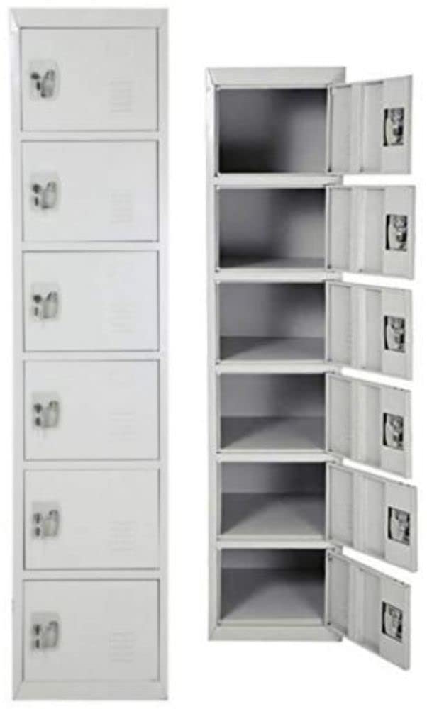 A AWF AL WADI FURNITURE SINCE 1991Six Tier Steel Locker Cabinet for Home,Office,School,Halls,Warehouses,Workplaces,Hospitals,Clinics,Gyms,Industries,Factories,Compartments - GREY
