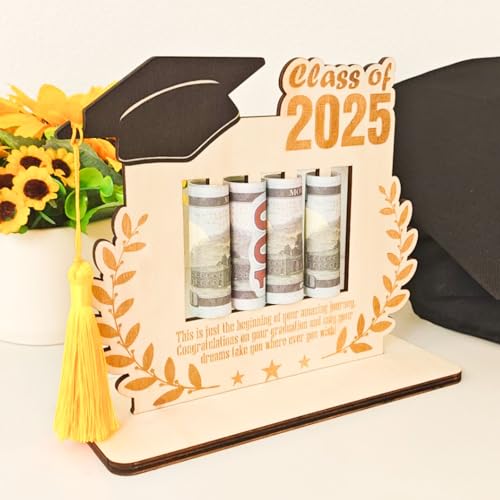 Graduation Money Holder 2025 Wooden Table Cash Holder Class of 2025 Congrats Grad Money Holders for High School College Graduates3