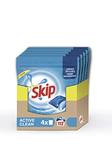 Skip Active Clean Detergente C�psulas para Lavadora - Paquete de 4 x 28 lavados - 112 lavados