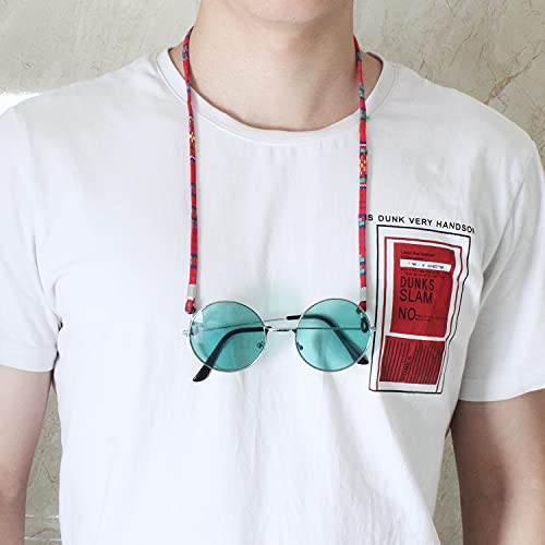 Zeayebsr 3 stuks brilbanden, brilbanden, brilketting met verstelbaar leren briltouw voor dames en heren, kleurrijk… - Image 6