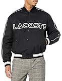 Lacoste Men's Embroidered Cotton Twill Teddy Jacket, Black, Medium