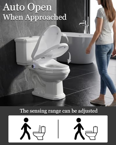Image of TOTTE Bidet Toilet Seat Round, Electric Bidet with Heated Water & Remote - Heated Bidet Seat with Auto Open /Close, Bubble Foam Shield, Instant Warm Wash & Dry, LED Nightlight for Family