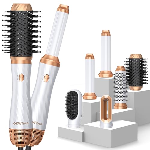 6 in 1 Air Styler & Spazzola Asciugacapelli OKWRAP Spazzola Asciugacapelli Multifunzione 6 IN 1 Asciugacapelli Air Styler Con Spazzola Lisciante Ferro Arricciacapelli ad aria Calda, Styling