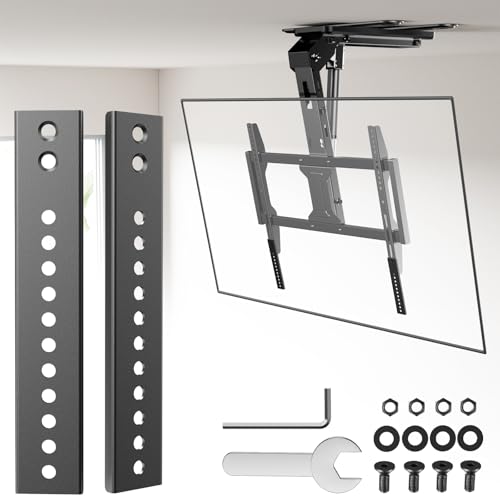 Vertical VESA Extender Plate Bracket Kit for TVs with Low VESA Position, Compatible with Motorized TV Ceiling Mounts, Standard Ceiling Mounts & Vertical-Arm TV Wall Mounts, 1 Pair, Black