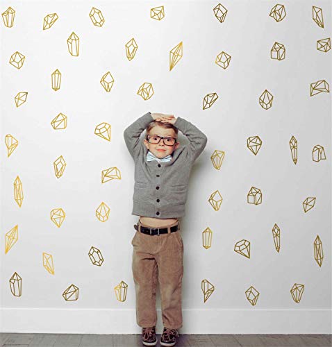 50 Pcs Geometric Shapes & Gems Wall Stickers Home Decor Vinyl Decals For Kids Room D999 (Gold) #TOP18