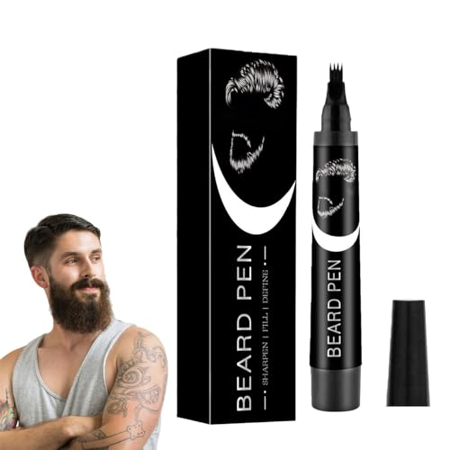 Beard Pencil Filler,Beard Pencil with Fork Tip,Black Be/ard Pen for Men,Natural Enhancer to Fill,Shape Be/ard Dye,Waterproof Bea/rd Thickener Pen,Long Lasting Bea/rd & Eyebrow Filler(Black)