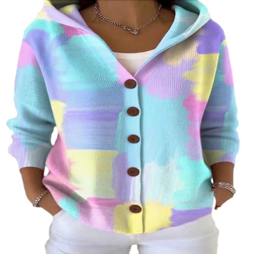 Cardigan Sweaters for Women Button Down Long Sleeve Casual Fall Hoodie Boho Floral Cat Print Oversized Sweatshirt