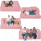 Cansunna Giant Human Dog Bed, 3-in-1 Human Sized Dog Bed with Washable Faux Fur Cover, Foldable Large Human Pet Bed with Pillow in Bedroom, Living Room
