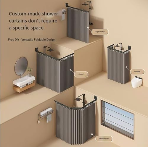Rideau de douche pliable pour optimiser l'espace d'une douche d'angle en L