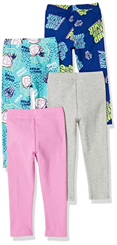Image of Amazon Essentials Disney | Marvel | Star Wars | Frozen | Princess Girls and Toddlers' Cotton Stretch Leggings, Multipacks