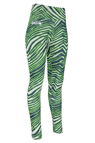 Zubaz NFL Women's Basic Zebra Print Legging, Seattle Seahawks, Small