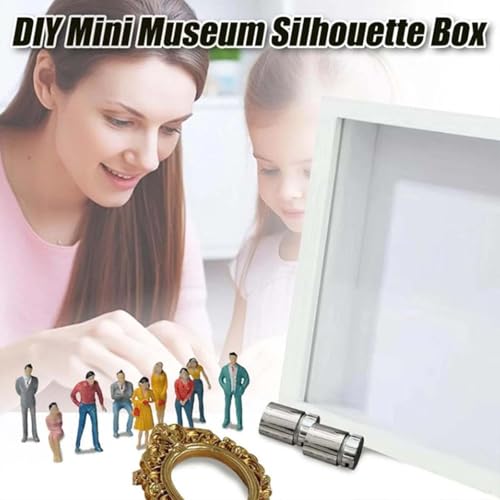Mini Museum DIY, Kreatives Mini Figuren Menschen Museum mit Lichtern, Miniatur Bilderrahmen Silhouette Box, Shadow Box Frame Kit, Feiern Sie Ihre Einzigartigen Erinnerungen mit Stil (a)