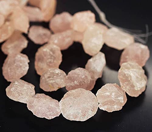 Quartz rose en perles de monnaie martelées LKBEADS de 23mm pour la création de bijoux DIY