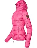 lederjacke pink nieten LOOK: Damen Winter Stepp-Jacke mit großer, abnehmbarer Kapuze und hoch schließendem Kragen - besser als jeder Schal