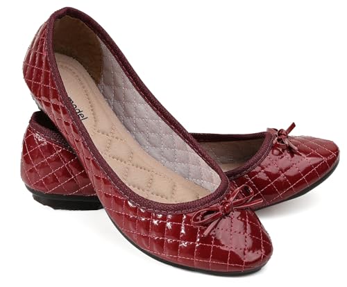 Sapatilha feminina adulta bico redondo sola reta confort casual MX55 (BORDO VERNIZ, BR, Adulto, Numérico, 36)