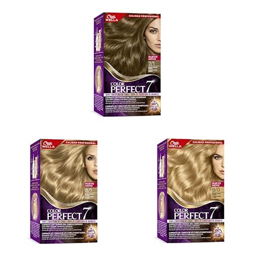 Wella Color Perfect Coloración Permanente para un cabello hidratado y luminoso - Tonos Rubios Ceniza Medio + Ceniza Claro + Extra Claro