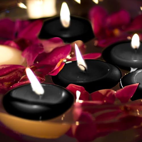 30 Stück Schwimmkerzen, Bunte Schwimmende Kerzen, Unparfümierte Schwimmkerzen, Teelichter Kerzen, Wasserkerzen Schwimmkerze für Hochzeiten, Partys, Badewannen, Valentinstag Deko, Pools, Spas(Schwarz)