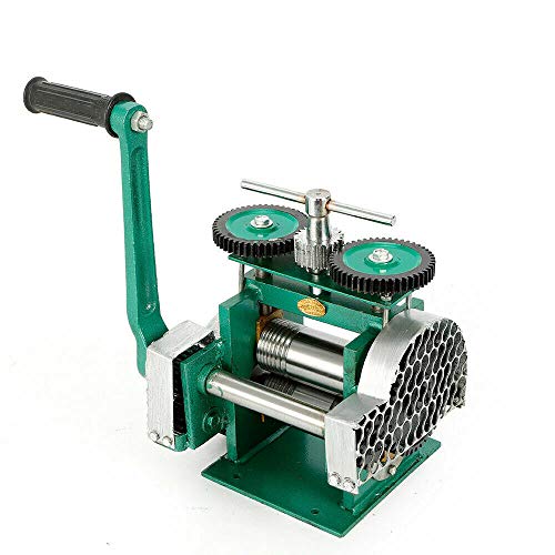 Eapmic Manual Jewelry Rolling Mill Machine, 120mm Width Combination Rolling Mill DIY Hand Crank Gold Silver Copper Metal Sheet & Wire Jewelry Rolling Press Tabletting Tool for Jewelry Making