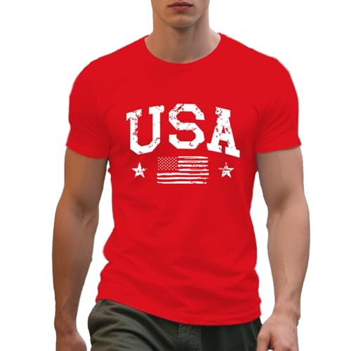 Mens USA Shirt American Flag T-Shirt 4th of July Patriotic Short Sleeve Tee