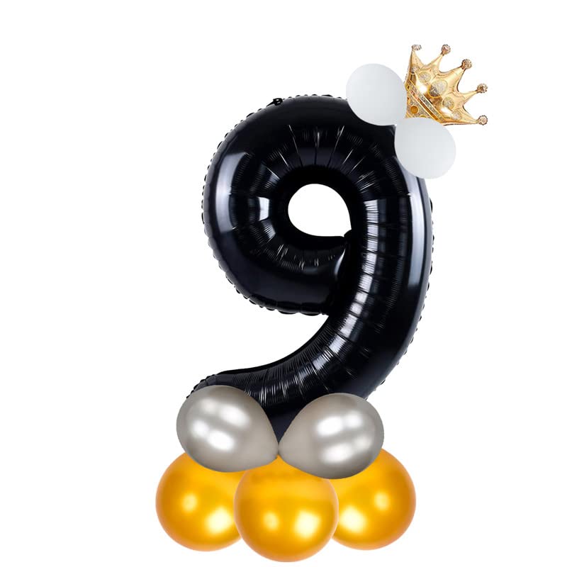 Image of Black 32 Inches Numbers 9 Shape Large Big Foil Helium Balloons For Party Decorations In Happy Birthday Anniversary Office Items Materials Set Pack,1 Piece