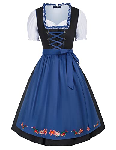 SCARLET DARKNESS Oktoberfest Dirndl Knielang Baumwolle Trachtenrock...