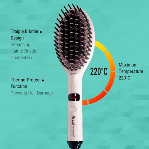 Image of Hector Professional Hair Straightening Brush, The Speed Styler for Smooth Styling with Adjustable Temperature Control, LCD Display