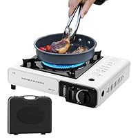 Wiltec camping kooktoestel op propaan- of butaangas 450 g/h, campingfornuis gas max. 7,0 kW outdoor, gasfornuis voor kamperen