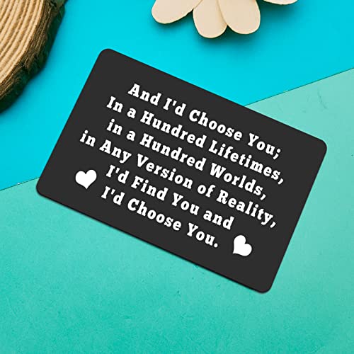 Metal Wallet Card Anniversary Card Gift for Boyfriend Husband Valentines Day Gifts for Him I\'d Choose You Metal Cards Couple Gifts Wedding Day Gift Groom Gift from Bride Husband Gift from Wife Jewelry