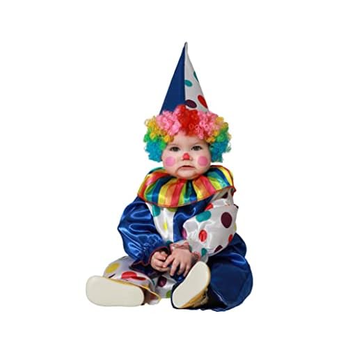 Atosa | Disfraz Payaso de Circo Bebé Azul con Lunares de Colores | Mono y Gorro | Ideal para Carnaval, Cumpleaños y Fiestas Infantiles | Cómodo y Divertido Traje para Bebés de 12 a 24 Meses