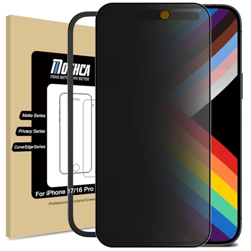 Mothca Matte Privacy Screen Protector for iPhone 17 / iPhone 16 Pro [6.3 inch] with Easy Installation Tool Anti Spy Anti Glare Full Coverage Tempered Glass Anti-Fingerprint Smooth as Silk