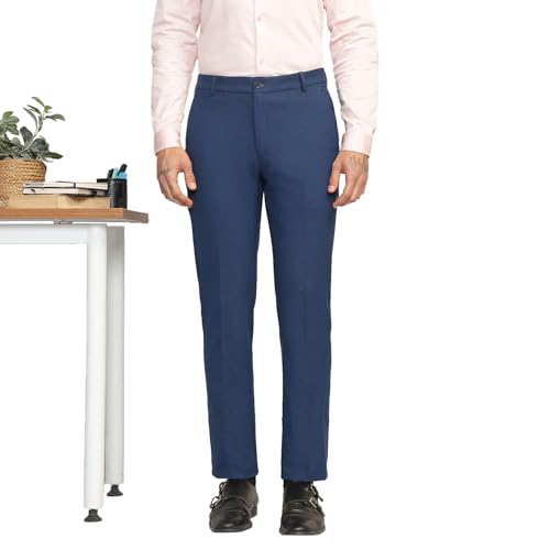 Image of SUBTRACT Men 4 Way Stretch Wrinkle Free Slim Fit Formal Trouser in with 2 Inch Flexible Waistband | Men's Trousers for Office Or Party