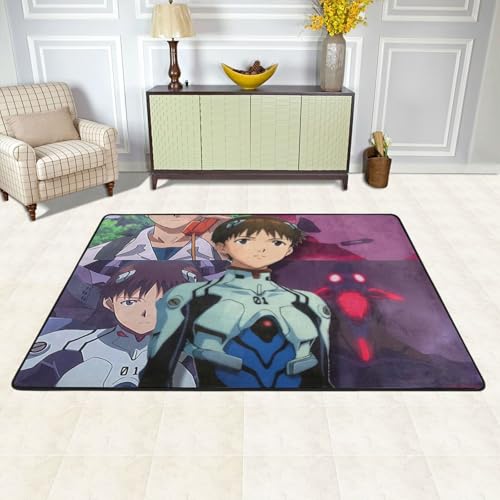 カーペット 新世紀エヴァンゲリオン 碇シンジ Eva バスマット 長方形 大判 人気 おしゃれ 可愛い 防ダニ 抗菌 防臭 吸水 滑り止め ふわふわ 柔らかい肌触り 絨毯 室内装飾 床保護マット 玄関 キッチン リビング 浴室 洗面所 家庭用 洗える オー
