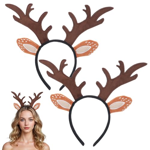 2 Stk Weihnachts Stirnband,Haarreif Weihnachten Geweih,Weihnachtsbaum...