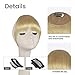 FESHFEN Clip in Bangs 100% Human Hair Curved Bangs Fringe Light Bleach Blonde Hair Pieces Clip in French Bangs Bangs with Temples Hairpieces for Women Girls