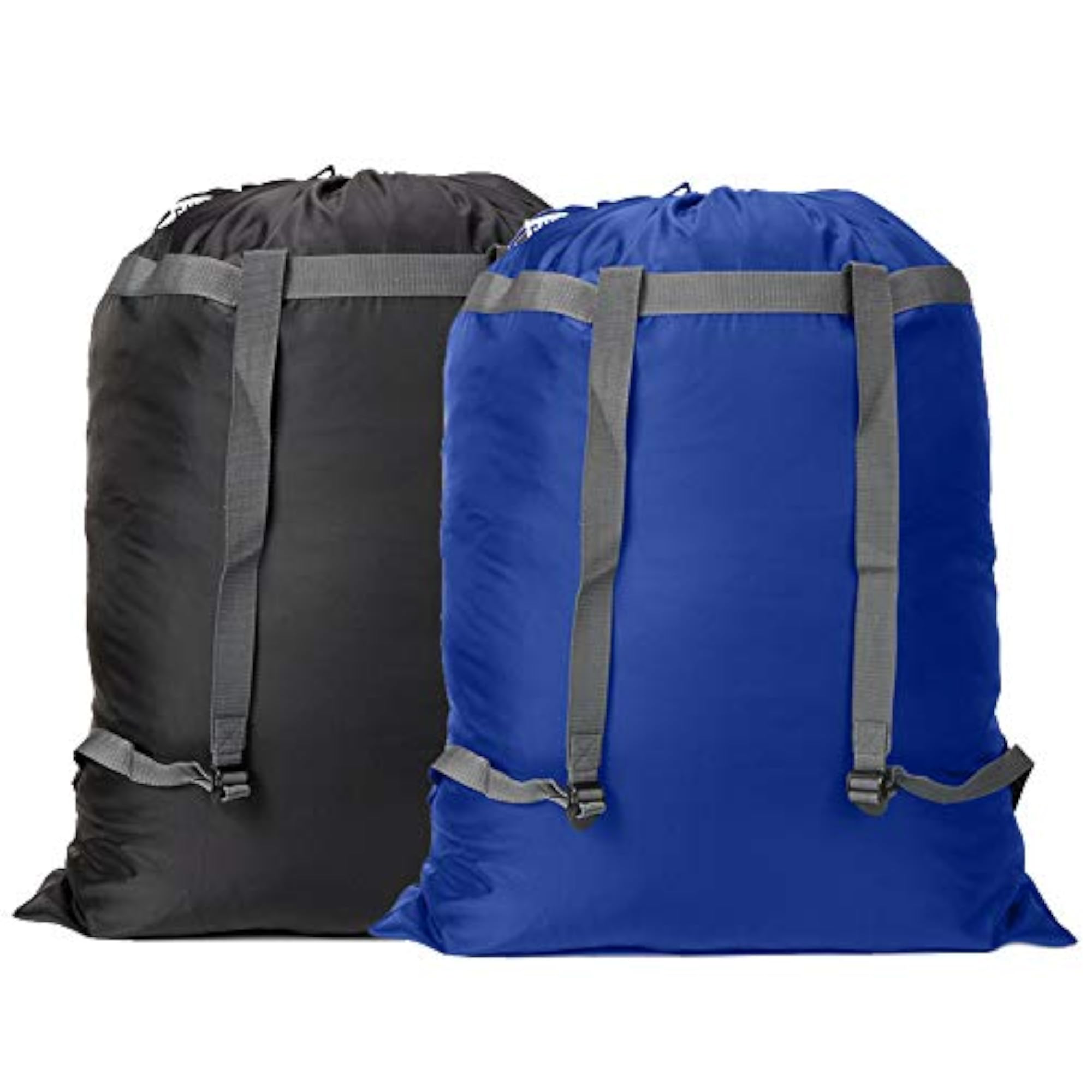 Laundry Bag Backpack with Straps, Black & Blue