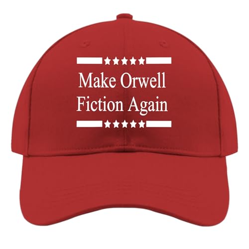 Make Orwelll Fiction Again Hat for Womens Funny Running Hat for Men Red Caps Low Profile Unique