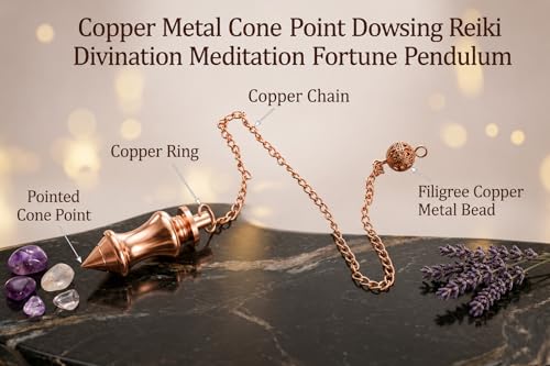 Image of Copper Cone Pendulum for Reiki Healing, Dowsing & Chakra Balancing - Divination, Meditation & Fortune Energy Cleansing Tool