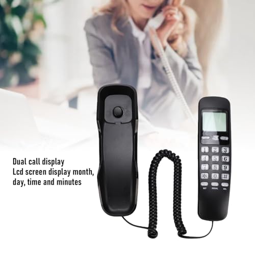 Teléfono Básico con Cable para Montaje en Pared, Negro miniatura 2